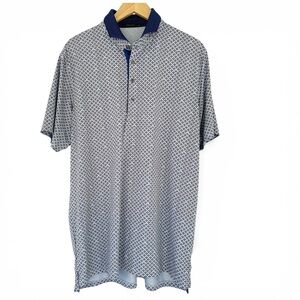 Greyson • Micro Geo Bird Print Polo w/ Bee Accents